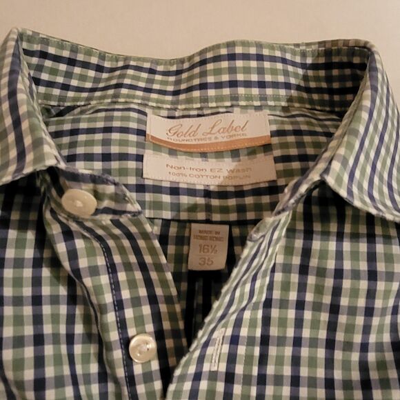 Roundtree Yorke Gold Label Men Shirt 16 1/2 Button Non Iron Long Sleeve - Picture 2 of 6